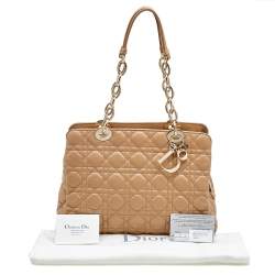 Pre Owned Dior Beige Cannage Leather Soft Lady Dior Shopper Tote