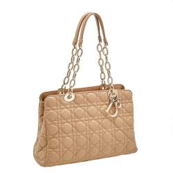 Pre Owned Dior Beige Cannage Leather Soft Lady Dior Shopper Tote