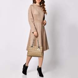 Pre Owned Dior Beige Cannage Leather Soft Lady Dior Shopper Tote