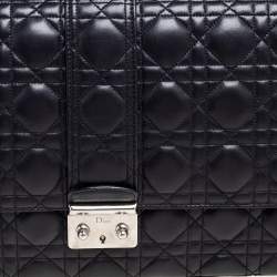 Pre Owned حقيبة ديور بقلاب ميس ديور جلد كاناج أسود كبيرة