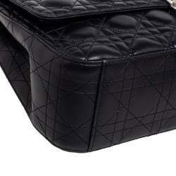 Pre Owned حقيبة ديور بقلاب ميس ديور جلد كاناج أسود كبيرة