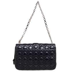 Pre Owned حقيبة ديور بقلاب ميس ديور جلد كاناج أسود كبيرة