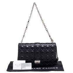 Pre Owned حقيبة ديور بقلاب ميس ديور جلد كاناج أسود كبيرة