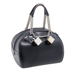 Pre Owned Dior Black Leather Gambler Dice Bowler Bag