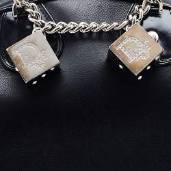 Pre Owned Dior Black Leather Gambler Dice Bowler Bag