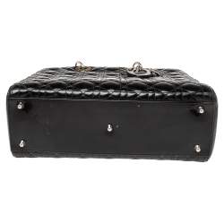 Pre Owned Dior Black Cannage Patent Leather Large Lady Dior Tote