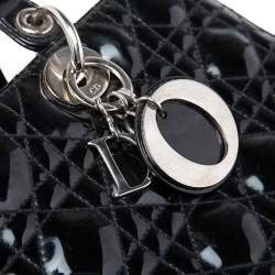 Pre Owned Dior Black Cannage Patent Leather Large Lady Dior Tote
