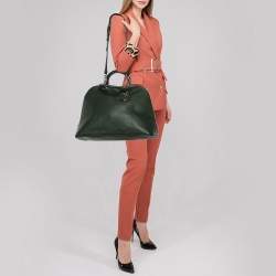 Pre Owned Dior Dark Green Leather Large Diorissimo Dome Satchel