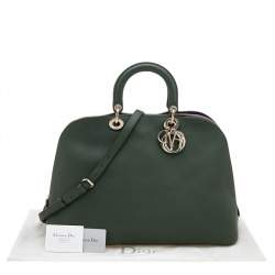 Pre Owned Dior Dark Green Leather Large Diorissimo Dome Satchel