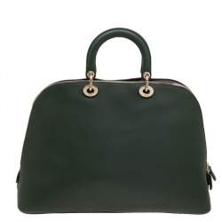 Pre Owned Dior Dark Green Leather Large Diorissimo Dome Satchel