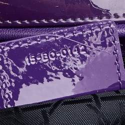 Pre Owned Dior Purple Cannage Patent Leather Large Lady Dior Tote