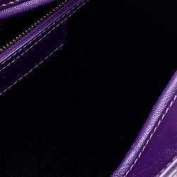 Pre Owned Dior Purple Cannage Patent Leather Large Lady Dior Tote