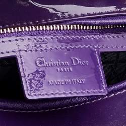 Pre Owned Dior Purple Cannage Patent Leather Large Lady Dior Tote