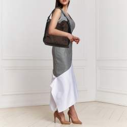 Pre Owned Dior Dark Brown Oblique Nylon and Leather Ethnic Hobo