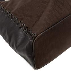 Pre Owned Dior Dark Brown Oblique Nylon and Leather Ethnic Hobo