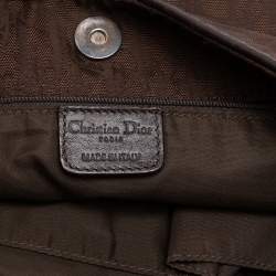 Pre Owned Dior Dark Brown Oblique Nylon and Leather Ethnic Hobo