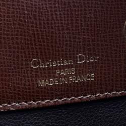 Pre Owned Dior Dark Brown Leather Vintage Drawstring Bucket Bag