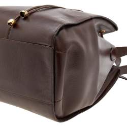 Pre Owned Dior Dark Brown Leather Vintage Drawstring Bucket Bag