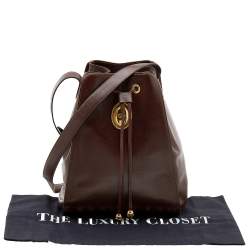 Pre Owned Dior Dark Brown Leather Vintage Drawstring Bucket Bag