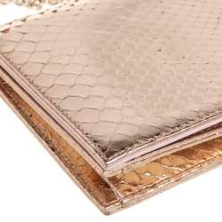 مملوكة مسبقًا Dior Gold Snakeskin Lady Dior Chain Clutch