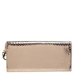 مملوكة مسبقًا Dior Gold Snakeskin Lady Dior Chain Clutch