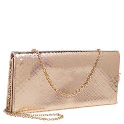 مملوكة مسبقًا Dior Gold Snakeskin Lady Dior Chain Clutch