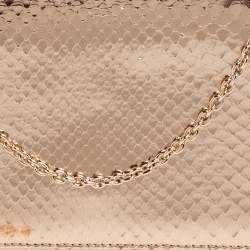 مملوكة مسبقًا Dior Gold Snakeskin Lady Dior Chain Clutch