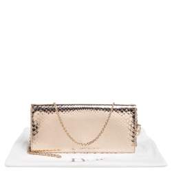 مملوكة مسبقًا Dior Gold Snakeskin Lady Dior Chain Clutch