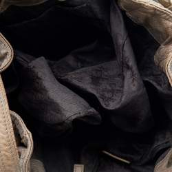 Pre Owned Dior Dark Beige Cannage Leather Medium Drawstring Tote