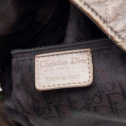 Pre Owned Dior Dark Beige Cannage Leather Medium Drawstring Tote