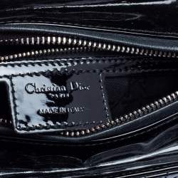 Pre Owned Dior Black Cannage Patent Leather Medium Lady Dior Tote