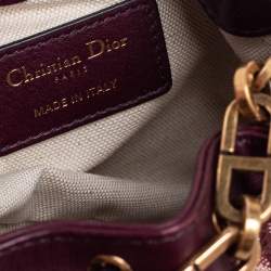Pre Owned Dior Burgundy Oblique Canvas and Leather Drawstring Chain Bucket Bag