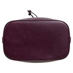 Pre Owned Dior Burgundy Oblique Canvas and Leather Drawstring Chain Bucket Bag