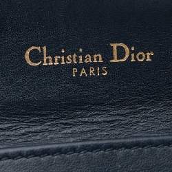Pre Owned Dior Navy Blue/Beige Oblique Canvas Saddle Wallet