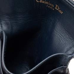Pre Owned Dior Navy Blue/Beige Oblique Canvas Saddle Wallet