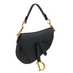 Pre Owned Dior Black Leather Mini Saddle Bag