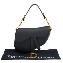 Pre Owned Dior Black Leather Mini Saddle Bag