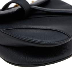 Pre Owned Dior Black Leather Mini Saddle Bag