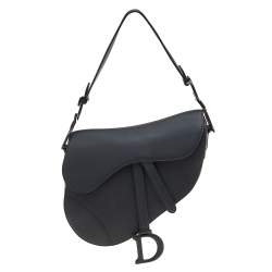 Pre Owned Dior Black Ultramatte Leather Saddle Bag