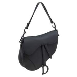 Pre Owned Dior Black Ultramatte Leather Saddle Bag