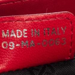 Pre Owned حقيبة يدتوتس كريستيان ديور ليدي ديور جلد أحمر كاناج مرصع فينتدج متوسطة