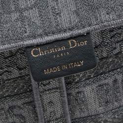 Pre Owned Dior Grey Oblique Embroidered Canvas Saddle Belt Bag