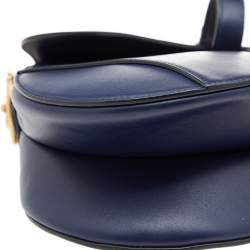 Pre Owned Dior Blue Leather Saddle Shoulder Bag