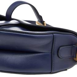 Pre Owned Dior Blue Leather Saddle Shoulder Bag