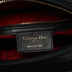 Pre Owned Dior Black Cannage Leather Medium Lady Dior Tote