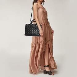 Pre Owned Dior Black Cannage Leather Large Lady Dior Tote