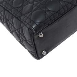 Pre Owned Dior Black Cannage Leather Large Lady Dior Tote