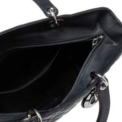 Pre Owned Dior Black Cannage Leather Large Lady Dior Tote