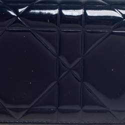 Pre Owned محفظة ديور ليدي ديور جلد لامع كاناج أزرق كحلي بسلسلة 