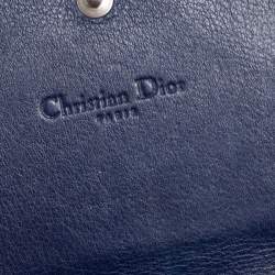 Pre Owned محفظة ديور ليدي ديور جلد لامع كاناج أزرق كحلي بسلسلة 